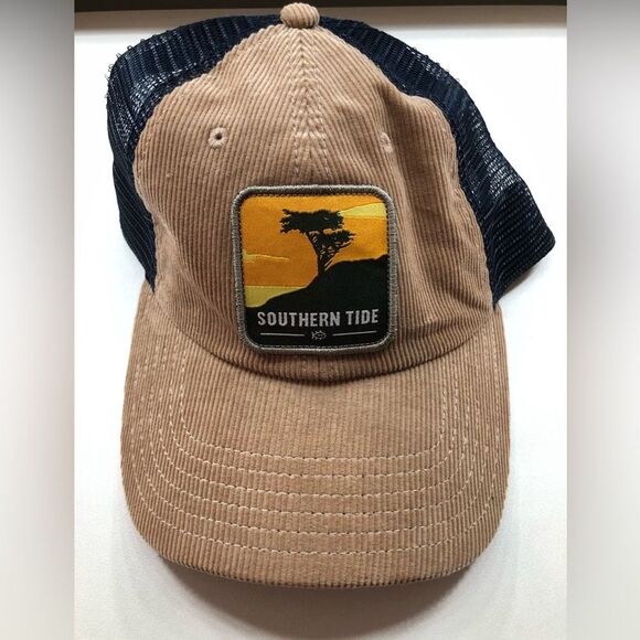 Southern Tide Other - Southern Tide Tan Corduroy Cap with Blue Mesh, One Size - Never Worn